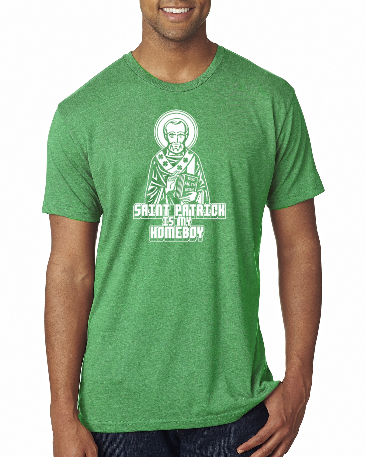 St Patrick is My Homeboy Funny Irish Men Premium Tri Blend Tshirt - Picture 3 of 3