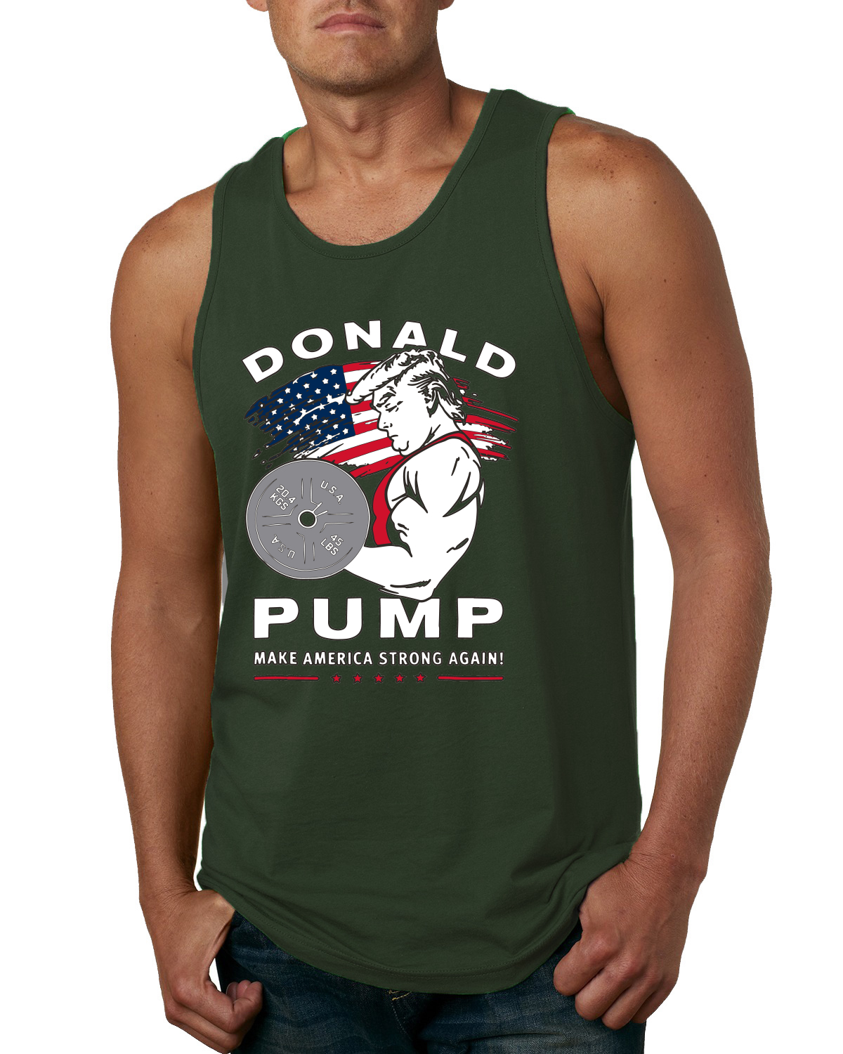 Donald Pump Funny USA Weight Lifting Political Men Gym Tank Top