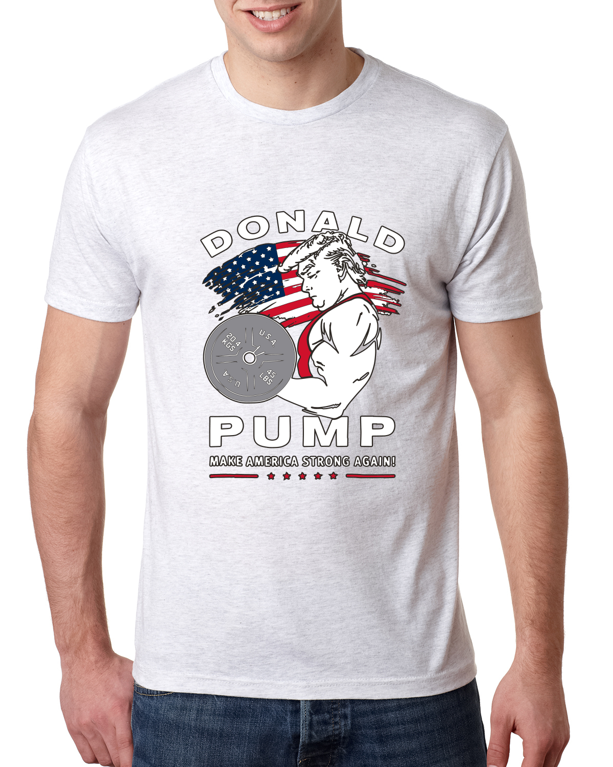 Donald Pump Funny USA Weight Lifting Political Men Soft Tri Blend Tshirt