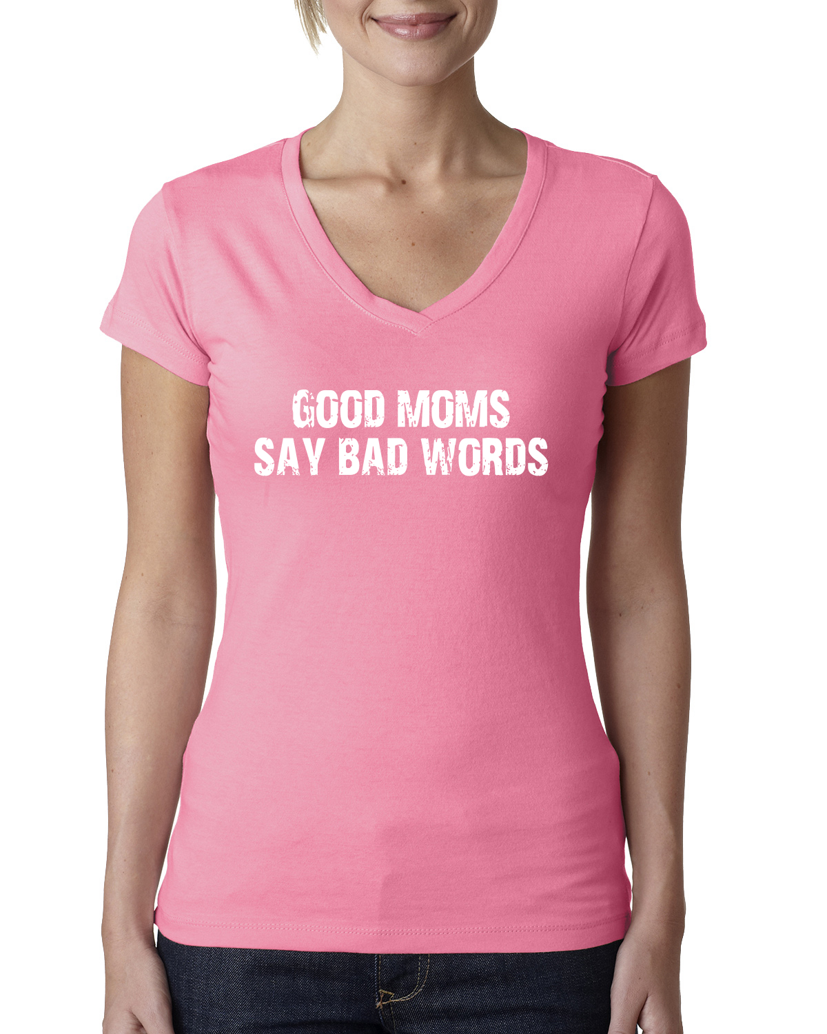 Funny Classic Good Moms Say Bad Words Women Junior V-Neck Tee - Picture 9 of 12