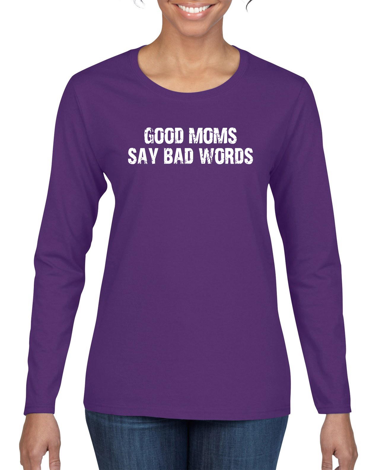 Funny Classic Good Moms Say Bad Words Women Long Sleeve Shirt - Picture 8 of 11