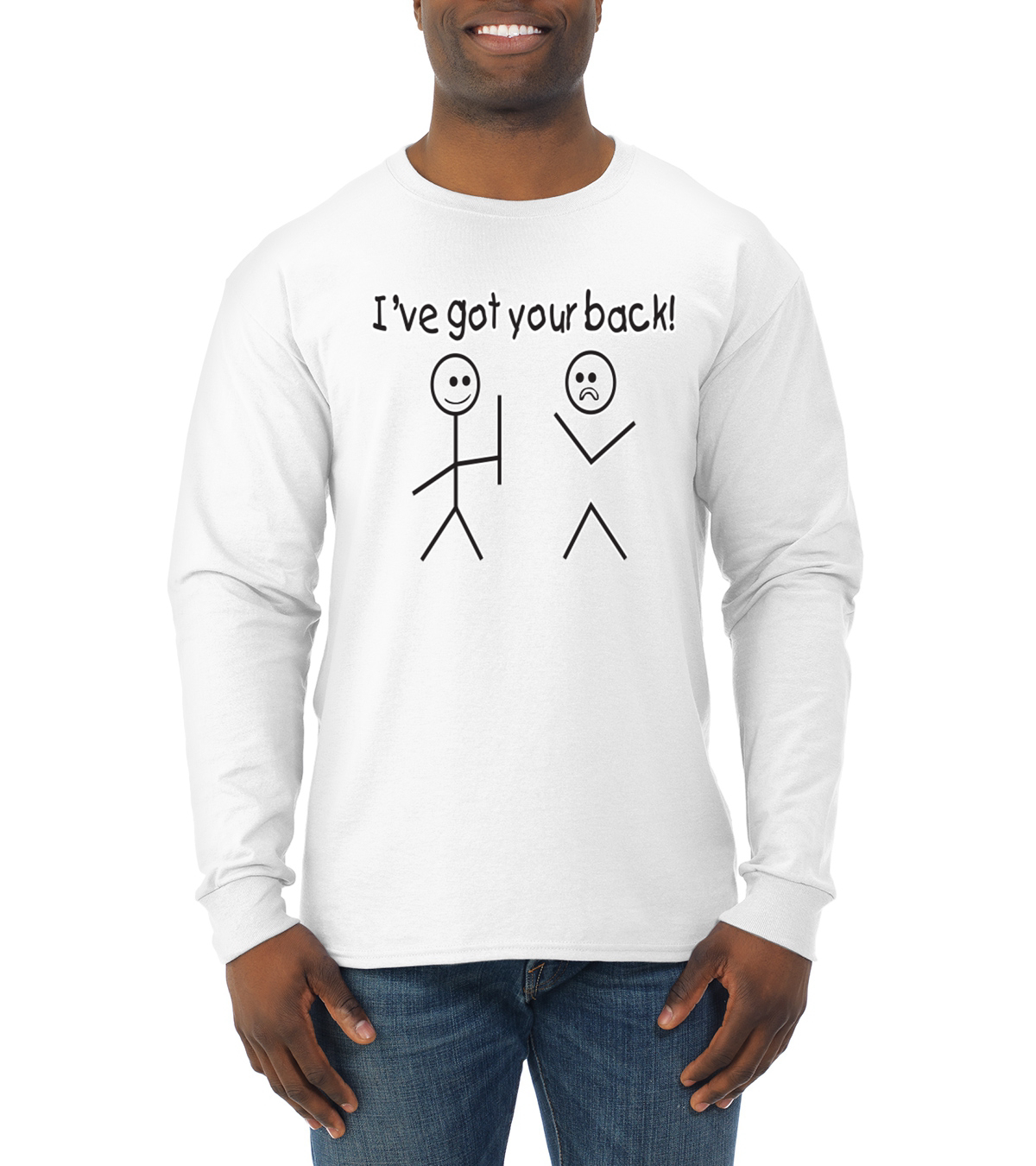 I Got Your Back Mens Stick Figure Humor Long Sleeve T Shirt Funny Novelty Tee Ebay 