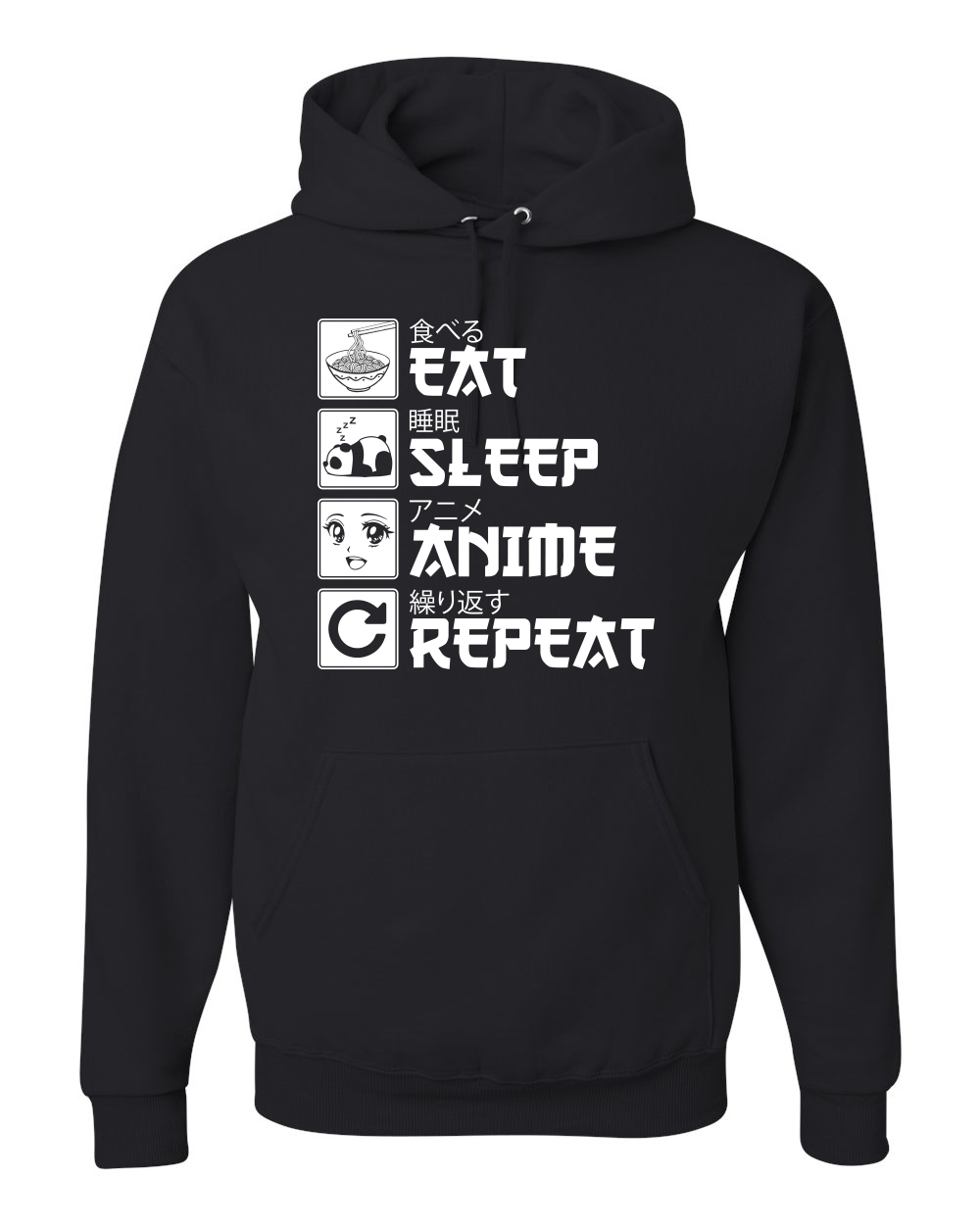 Eat Sleep Anime Repeat Pop Culture Unisex Graphic Hooded Sweatshirt - Picture 3 of 19