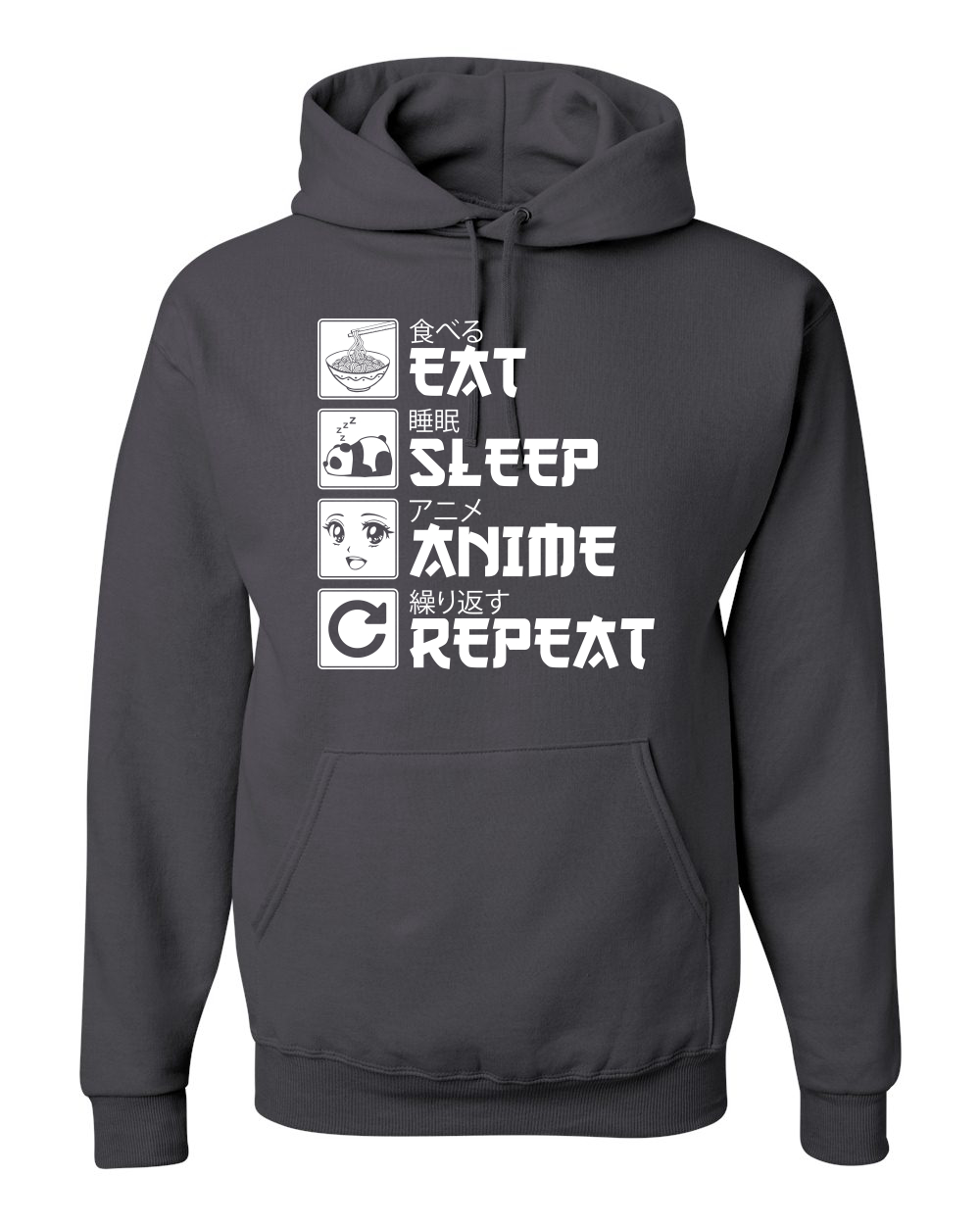 Eat Sleep Anime Repeat Pop Culture Unisex Graphic Hooded Sweatshirt - Picture 4 of 19