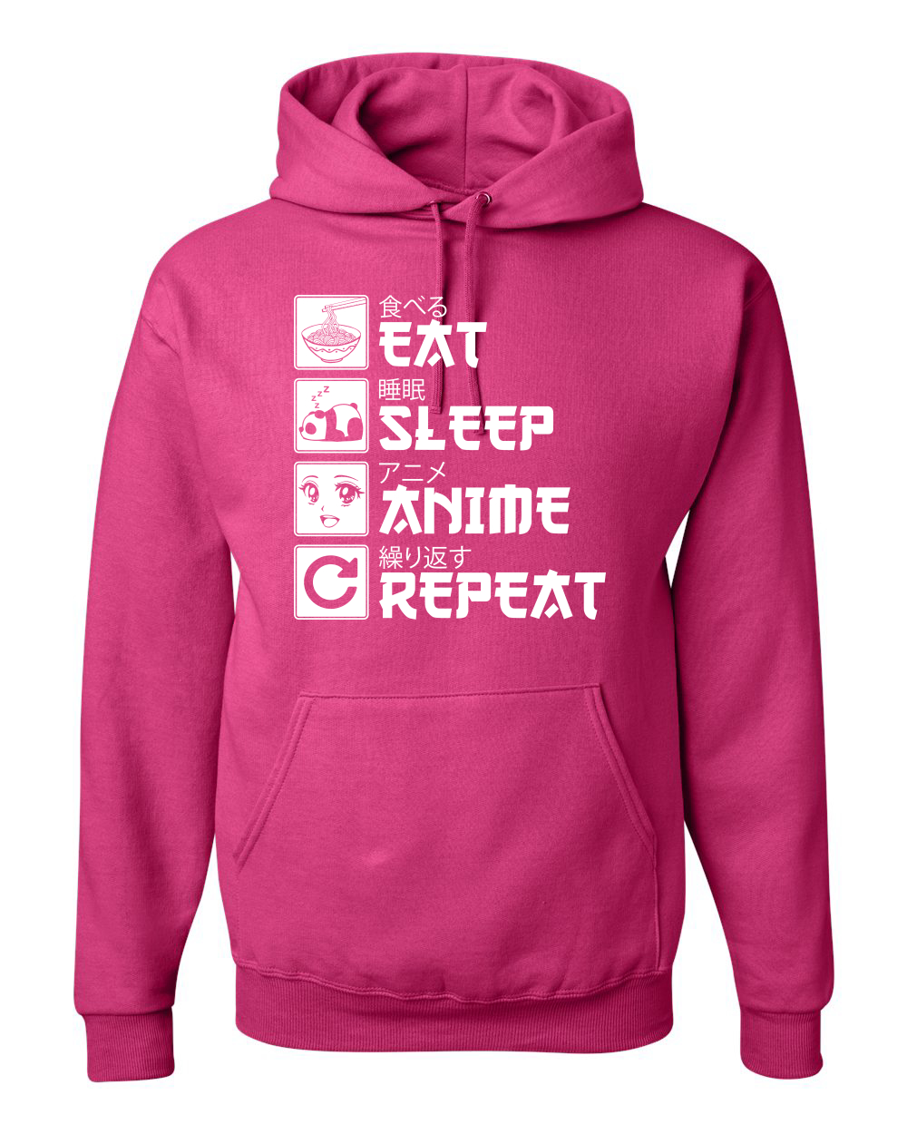 Eat Sleep Anime Repeat Pop Culture Unisex Graphic Hooded Sweatshirt - Picture 5 of 19
