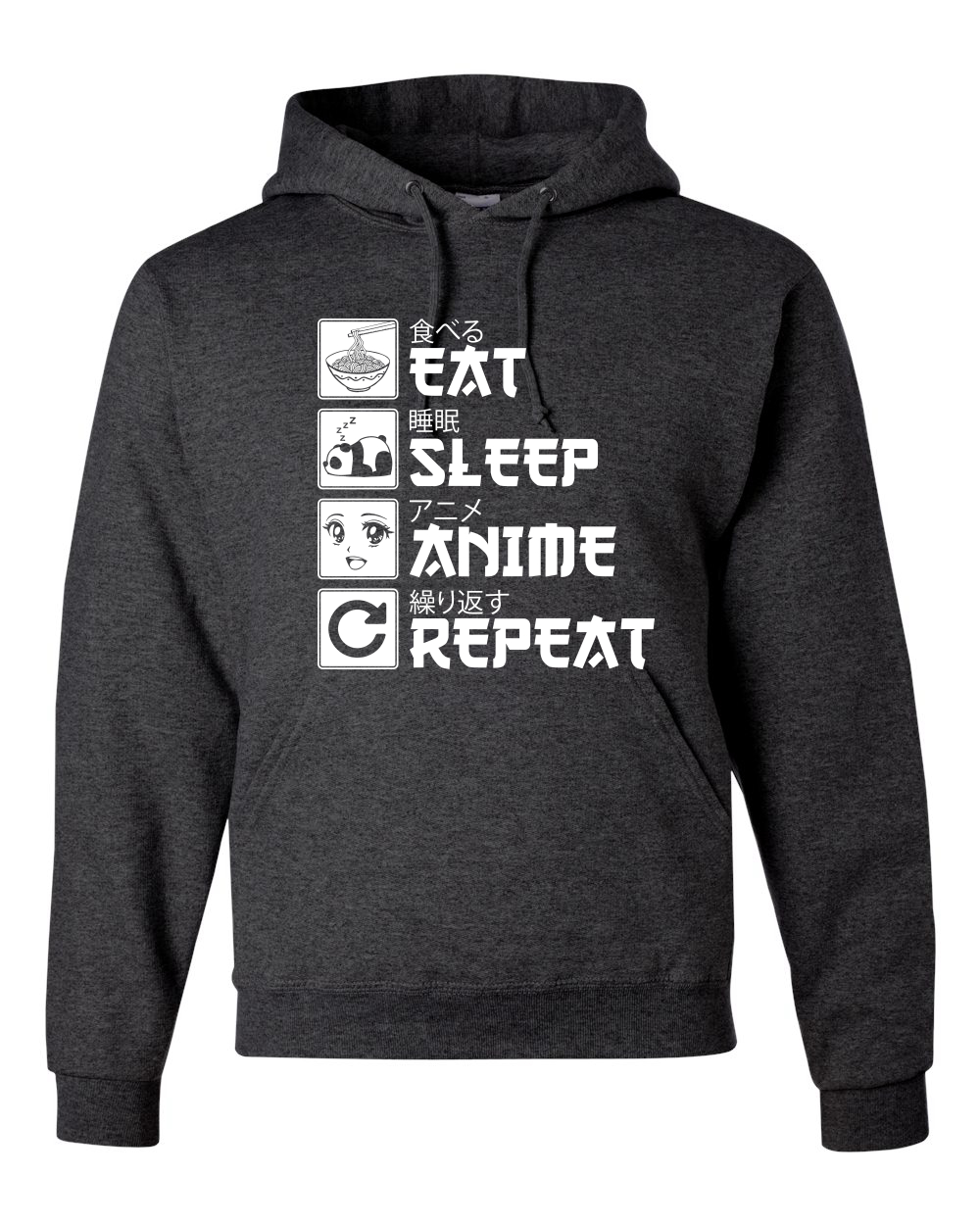 Eat Sleep Anime Repeat Pop Culture Unisex Graphic Hooded Sweatshirt - Picture 6 of 19