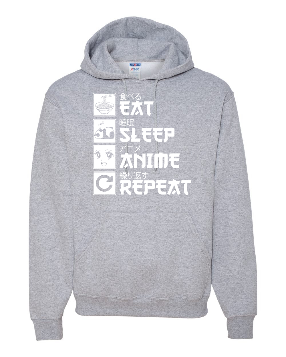 Eat Sleep Anime Repeat Pop Culture Unisex Graphic Hooded Sweatshirt - Picture 7 of 19
