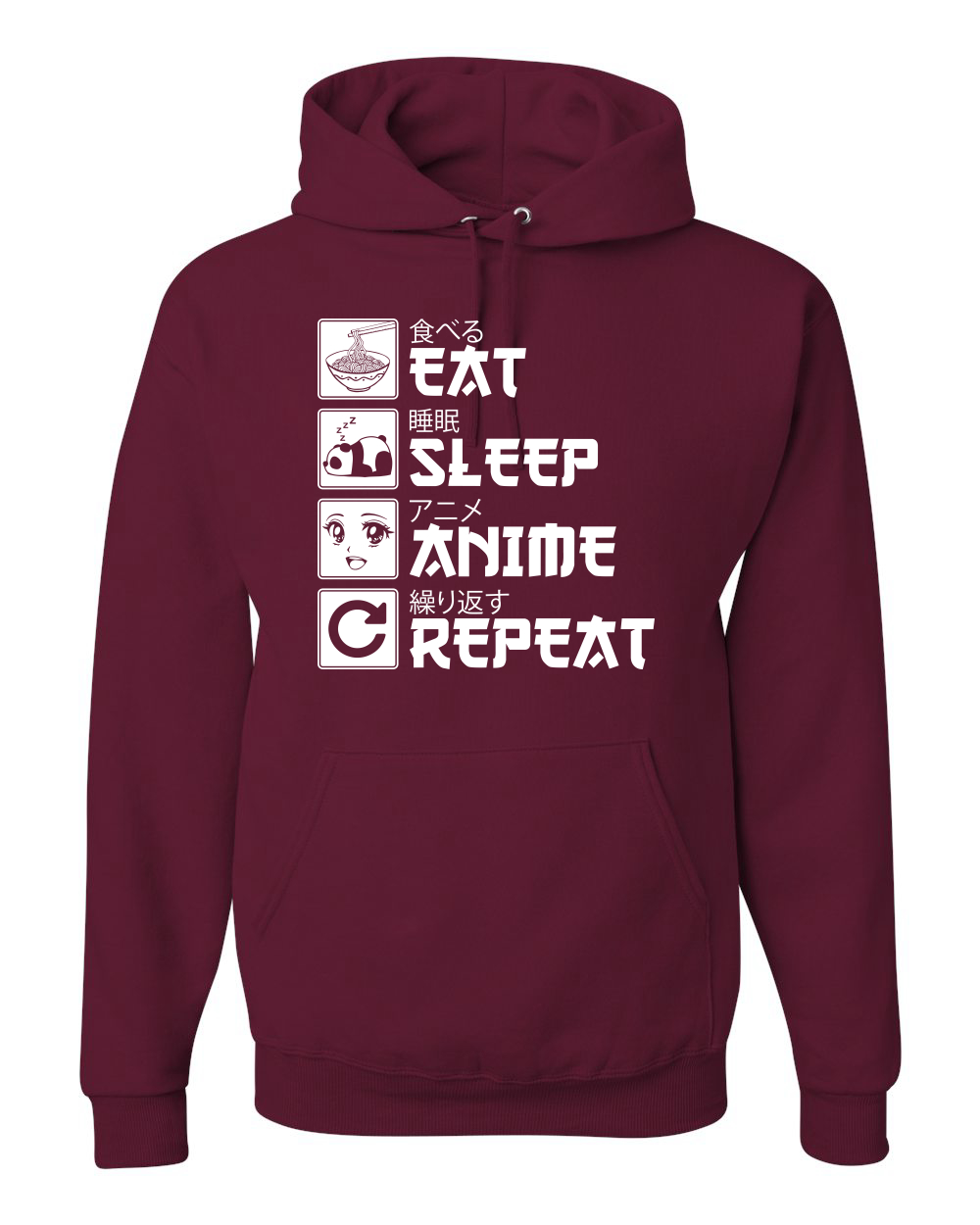 Eat Sleep Anime Repeat Pop Culture Unisex Graphic Hooded Sweatshirt - Picture 10 of 19