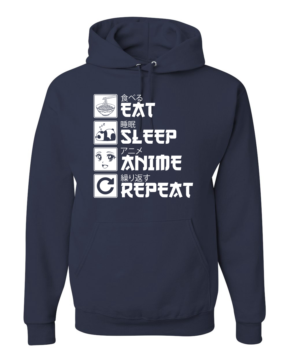 Eat Sleep Anime Repeat Pop Culture Unisex Graphic Hooded Sweatshirt - Picture 11 of 19