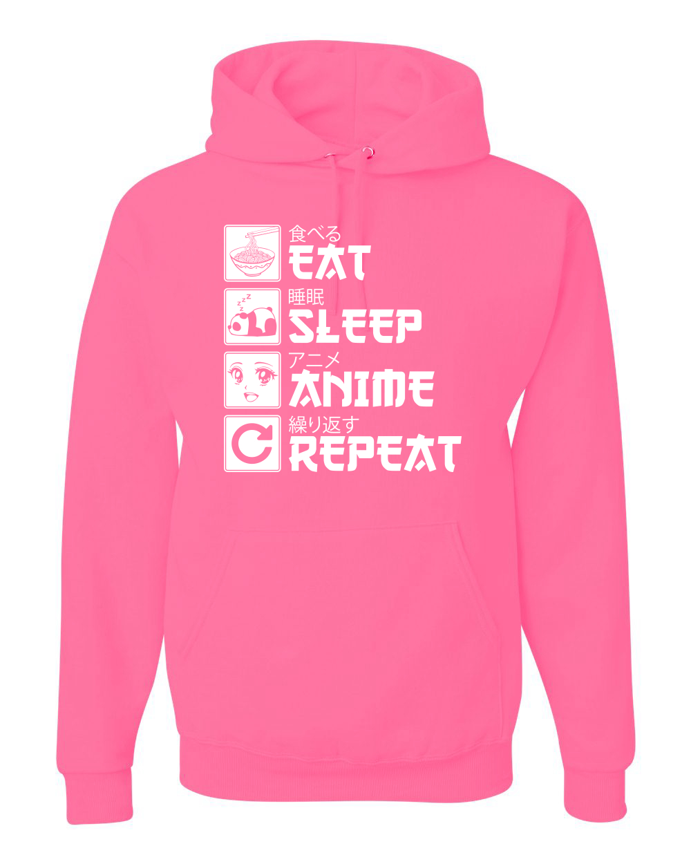 Eat Sleep Anime Repeat Pop Culture Unisex Graphic Hooded Sweatshirt - Picture 12 of 19