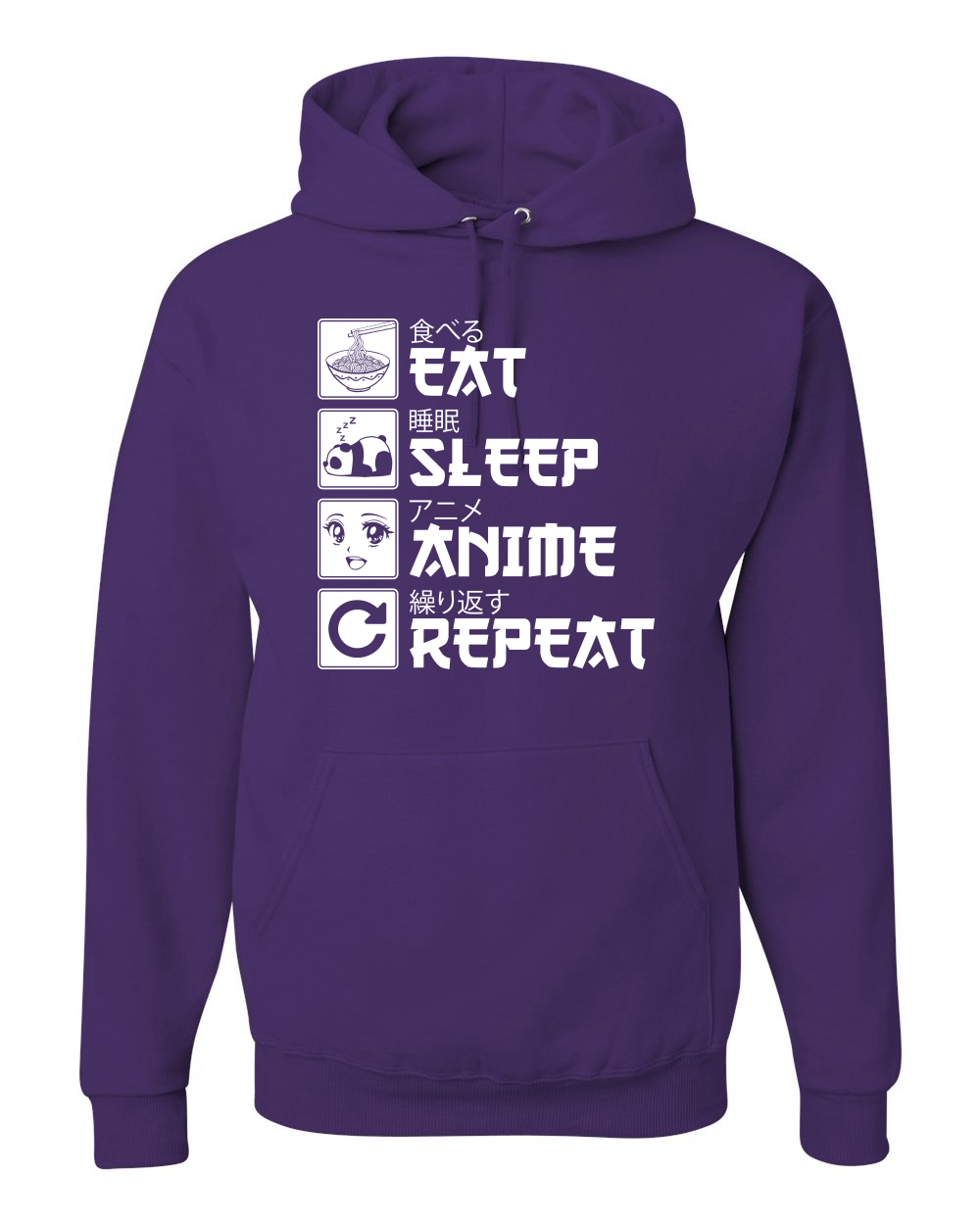 Eat Sleep Anime Repeat Pop Culture Unisex Graphic Hooded Sweatshirt - Picture 14 of 19