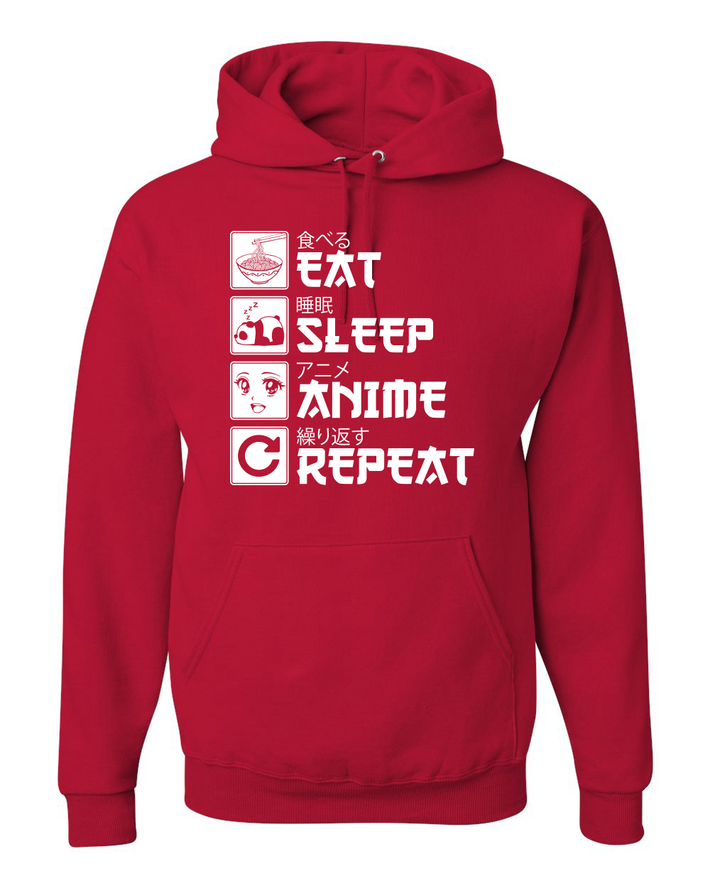 Eat Sleep Anime Repeat Pop Culture Unisex Graphic Hooded Sweatshirt - Picture 15 of 19