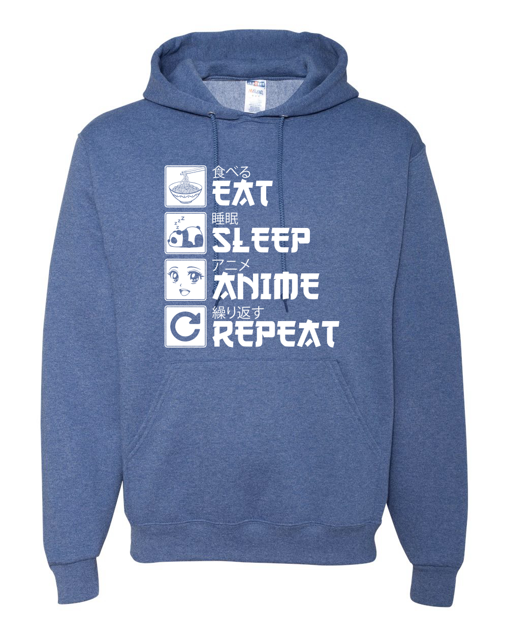 Eat Sleep Anime Repeat Pop Culture Unisex Graphic Hooded Sweatshirt - Picture 17 of 19