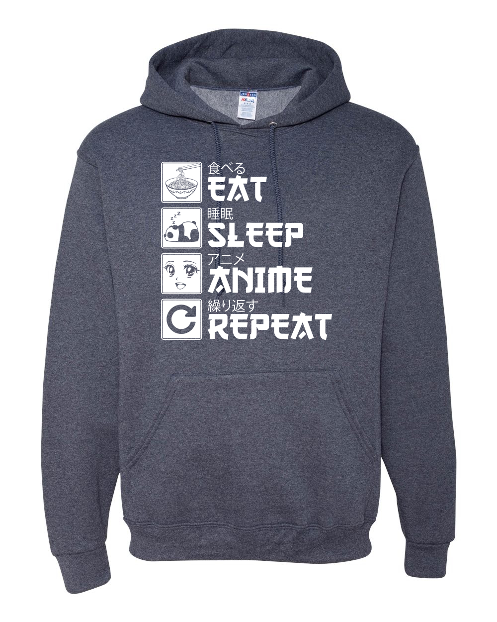 Eat Sleep Anime Repeat Pop Culture Unisex Graphic Hooded Sweatshirt - Picture 18 of 19