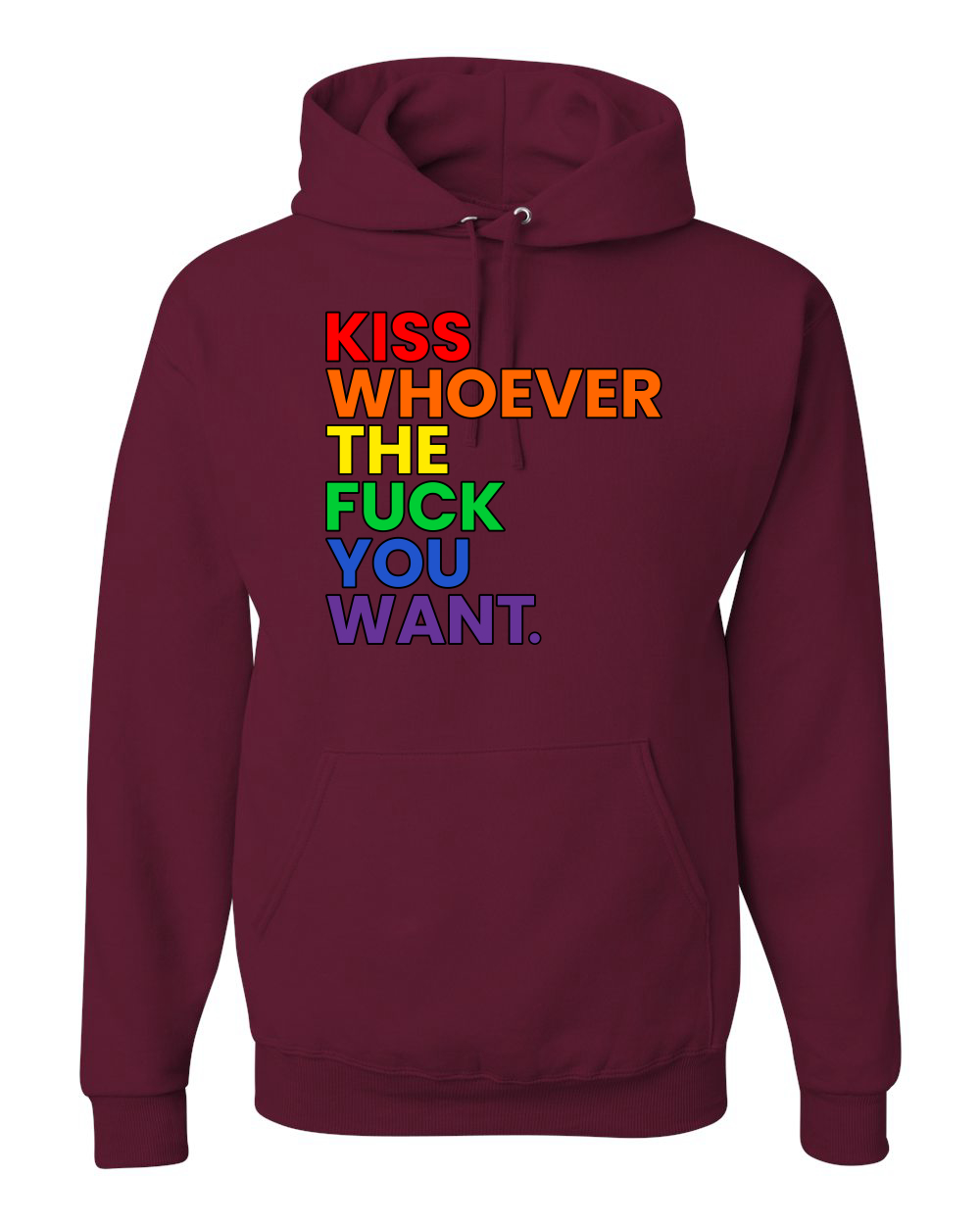 Rainbow Flag Kiss Whoever You Want Pride LGBT Pride Unisex Graphic Hoodie Sweatshirt