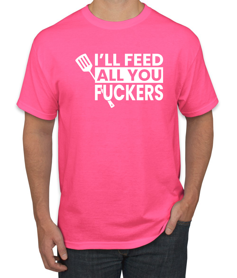 Divertida Camiseta Gráfica para Barbacoa Ill Feed You All Fckers Hombres