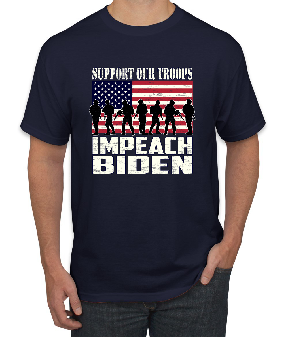Support Our Troops Impeach Biden Political Men Graphic Tshirt - Picture 16 of 26