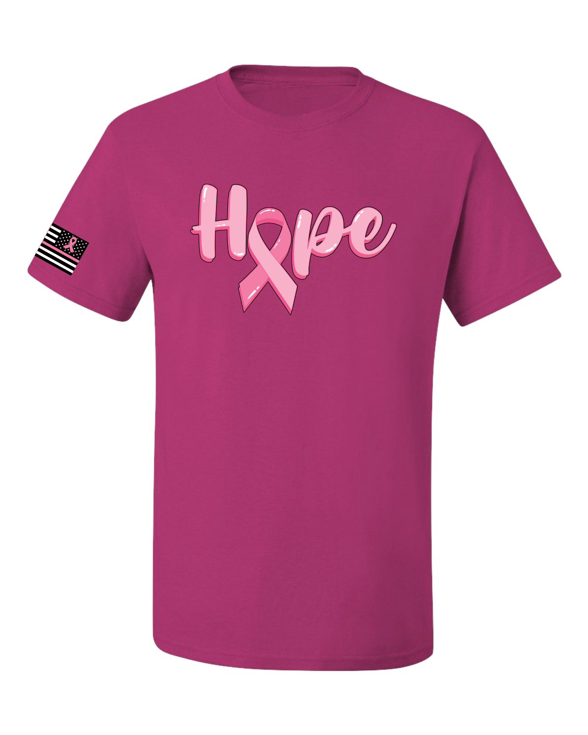 Collection Designs Breast Cancer Awareness US Flag Sleeve Unisex Pink T-Shirt - Bild 15 von 22