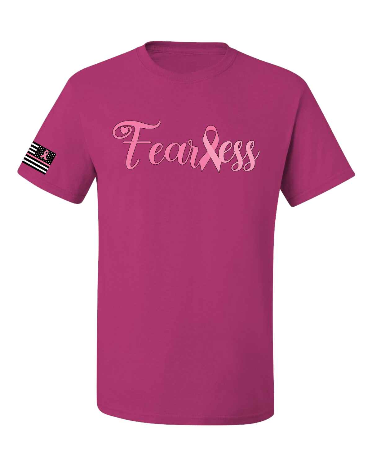 Collection Designs Breast Cancer Awareness US Flag Sleeve Unisex Pink T-Shirt - Bild 19 von 22