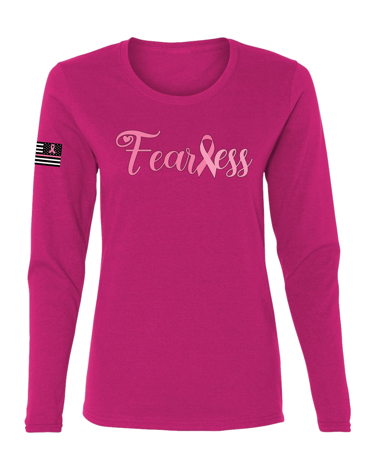 Collection Designs Breast Cancer Awareness USA Flag Women Pink Long Sleeve - Picture 19 of 22