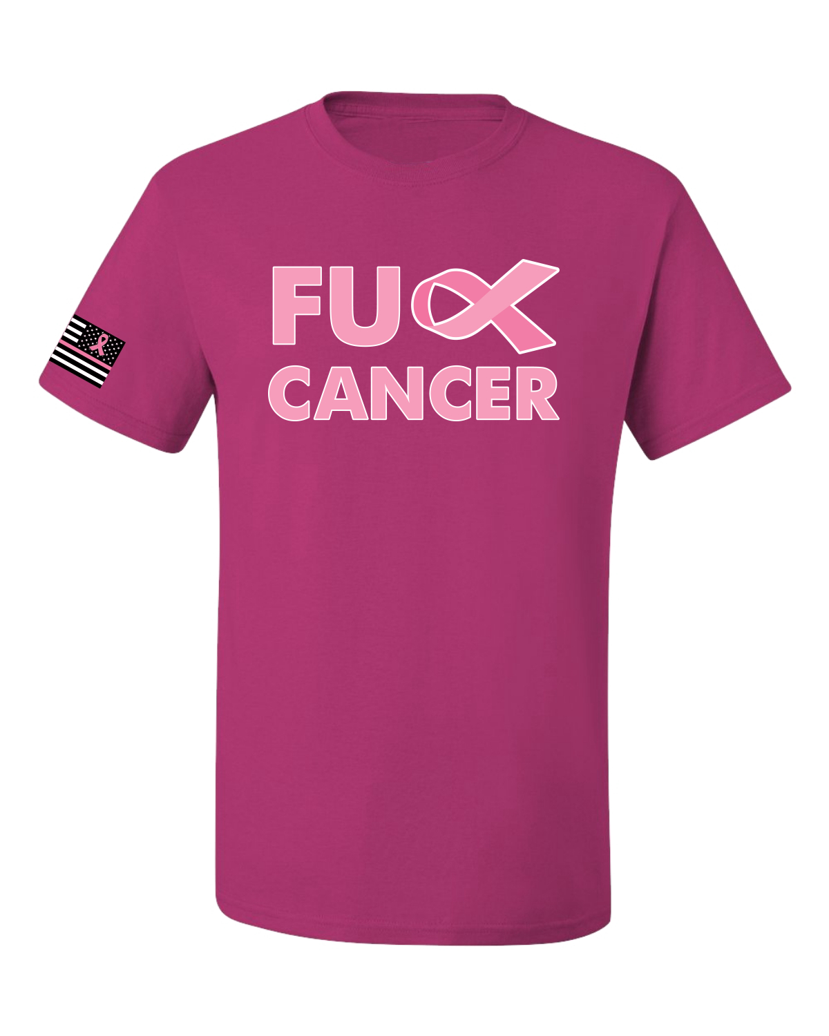Collection Designs Breast Cancer Awareness US Flag Sleeve Unisex Pink T-Shirt - Bild 22 von 22