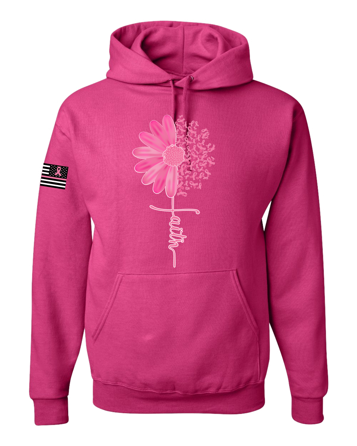 Collection Designs Breast Cancer Awareness US Flag Pride Unisex Pink Sweatshirt