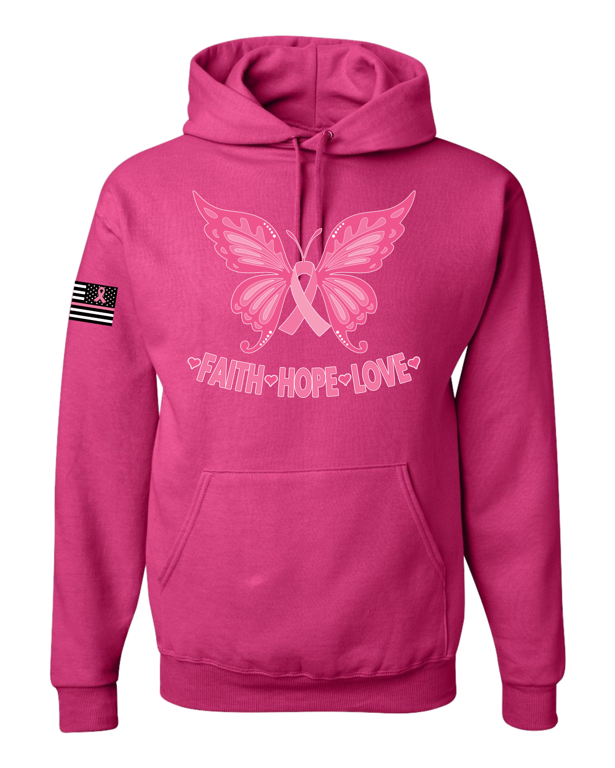 Collection Designs Breast Cancer Awareness US Flag Pride Unisex Pink Sweatshirt