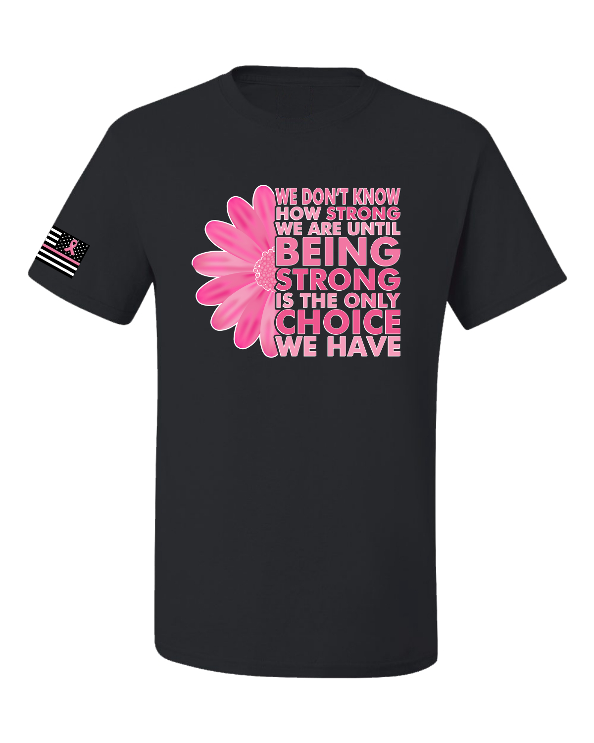 Collection Designs Breast Cancer Awareness US Flag Pride Unisex Black T-Shirt