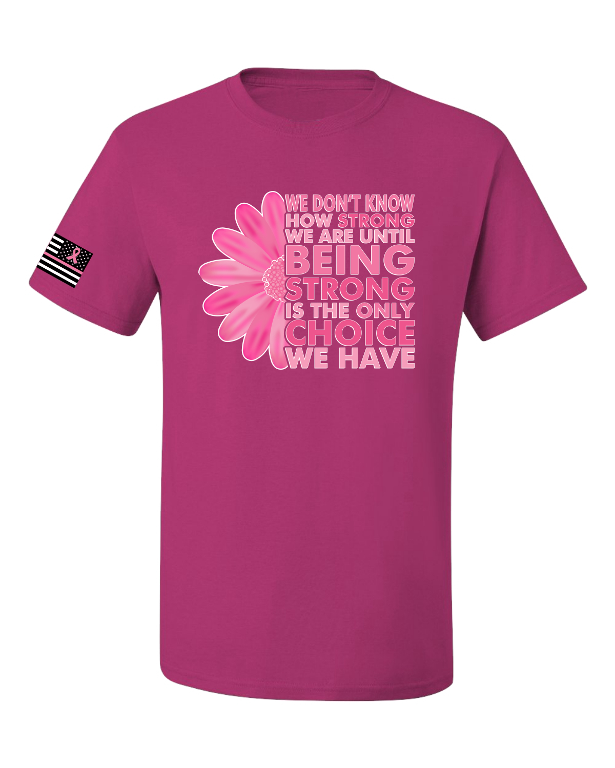 Collection Designs Breast Cancer Awareness US Flag Sleeve Unisex Pink T-Shirt - Bild 11 von 22