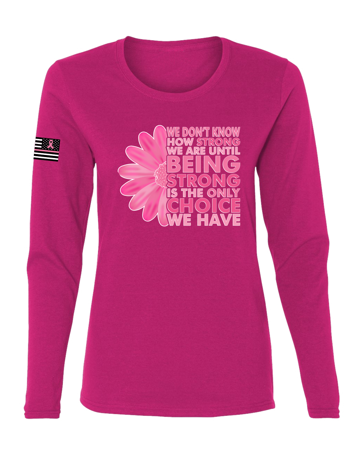 Collection Designs Breast Cancer Awareness USA Flag Women Pink Long Sleeve - Picture 11 of 22