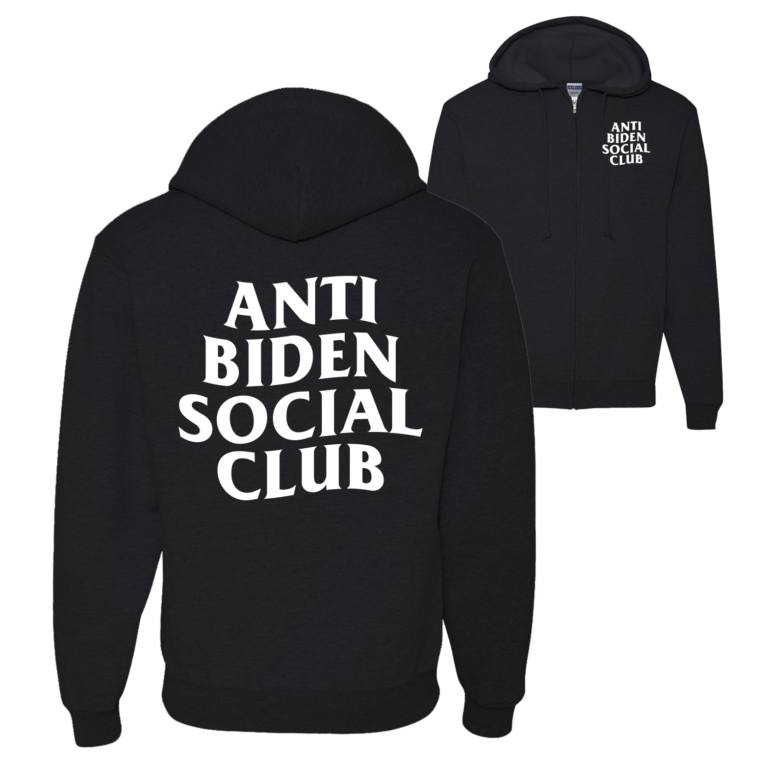 Anti Biden Social Club Political Graphic Zip Up Men Women Hooded Sweatshirt - Picture 3 of 8