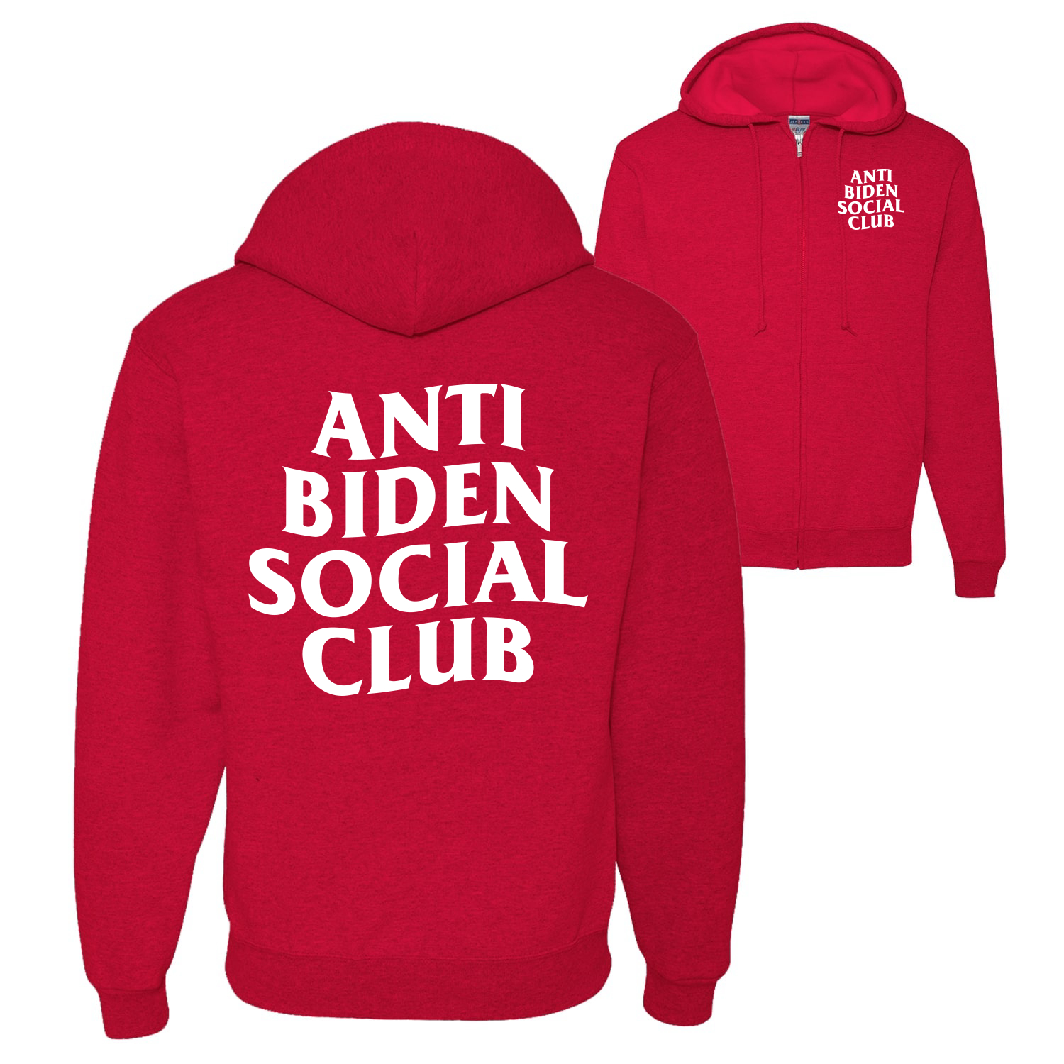 Anti Biden Social Club Political Graphic Zip Up Men Women Hooded Sweatshirt