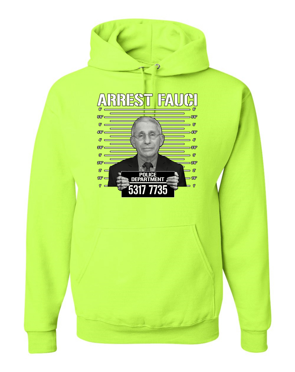 thumbnail 17  - Arrest Fauci Mugshot Political Unisex Graphic Hooded Sweatshirt