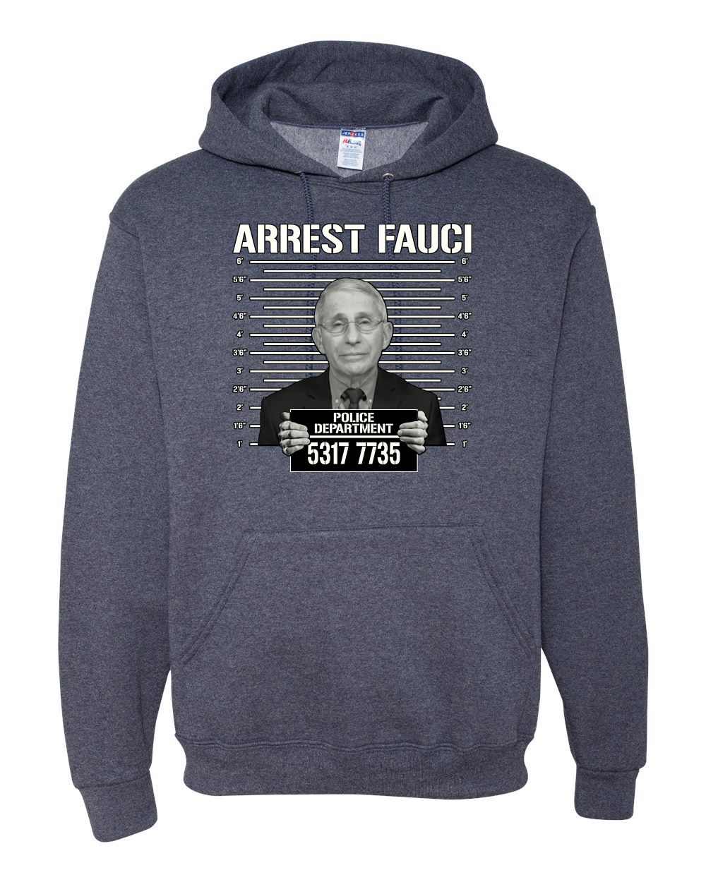 thumbnail 19  - Arrest Fauci Mugshot Political Unisex Graphic Hooded Sweatshirt