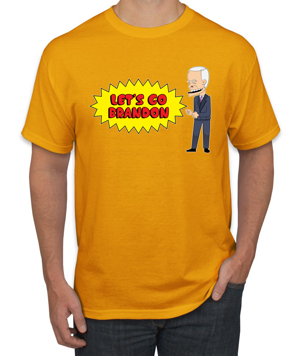 Lets Go Brandon Funny Cartoon Biden FJB Political Men Graphic Tshirt - Picture 7 of 26