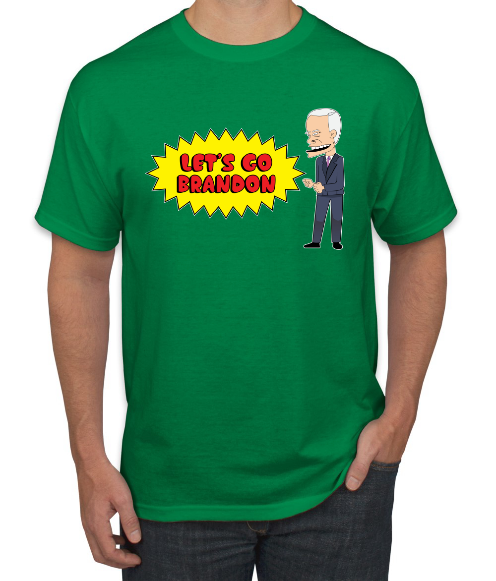 Lets Go Brandon Funny Cartoon Biden FJB Political Men Graphic Tshirt - Picture 10 of 26