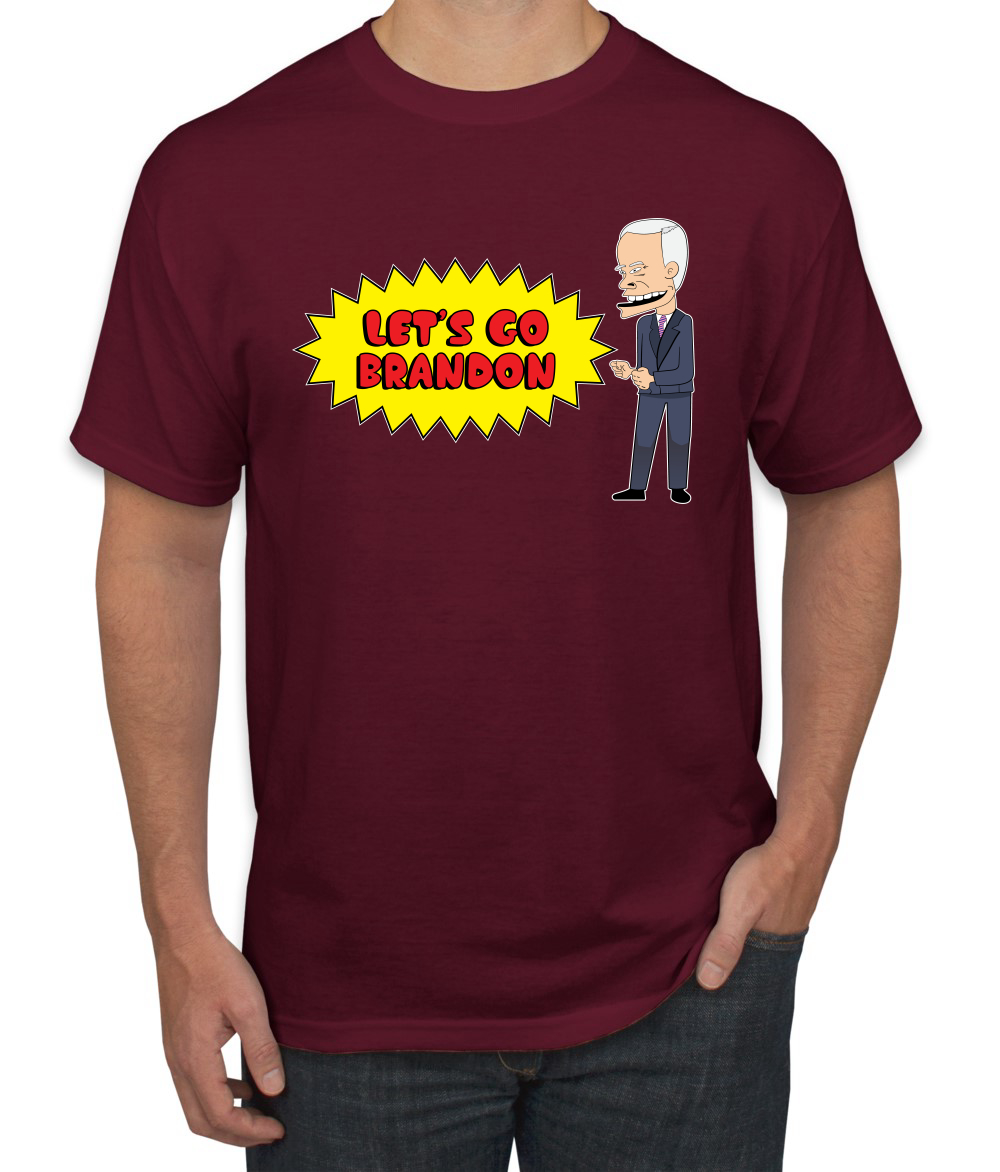 Lets Go Brandon Funny Cartoon Biden FJB Political Men Graphic Tshirt - Picture 14 of 26