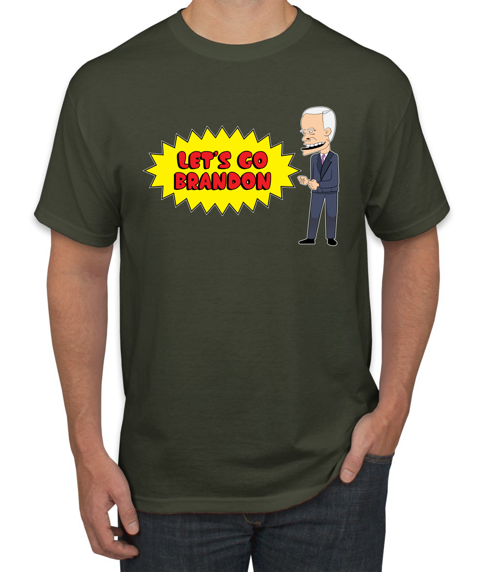 Lets Go Brandon Funny Cartoon Biden FJB Political Men Graphic Tshirt - Picture 15 of 26