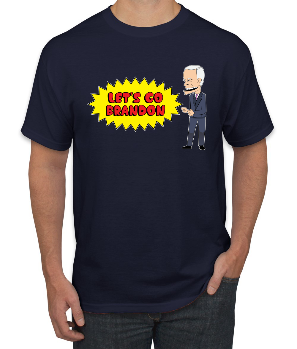 Lets Go Brandon Funny Cartoon Biden FJB Political Men Graphic Tshirt - Picture 16 of 26