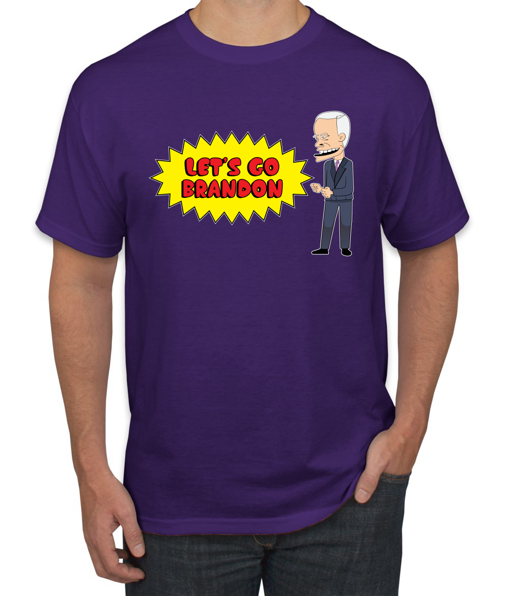 Lets Go Brandon Funny Cartoon Biden FJB Political Men Graphic Tshirt - Picture 19 of 26