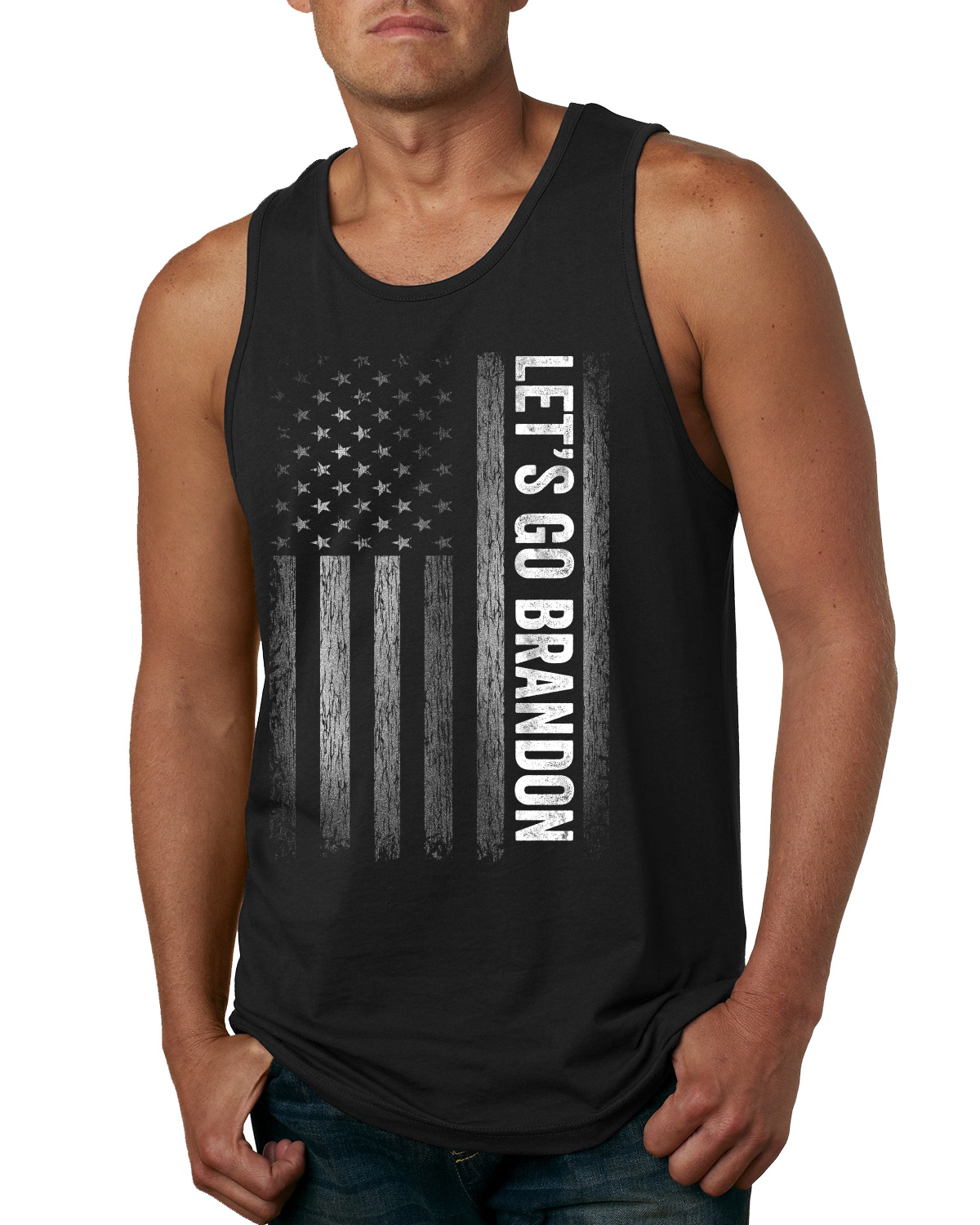 Camiseta sin mangas FJB Lets Go Brandon Joe Biden político Trump 2024 bandera de EE. UU. hombres - Imagen 3 de 5