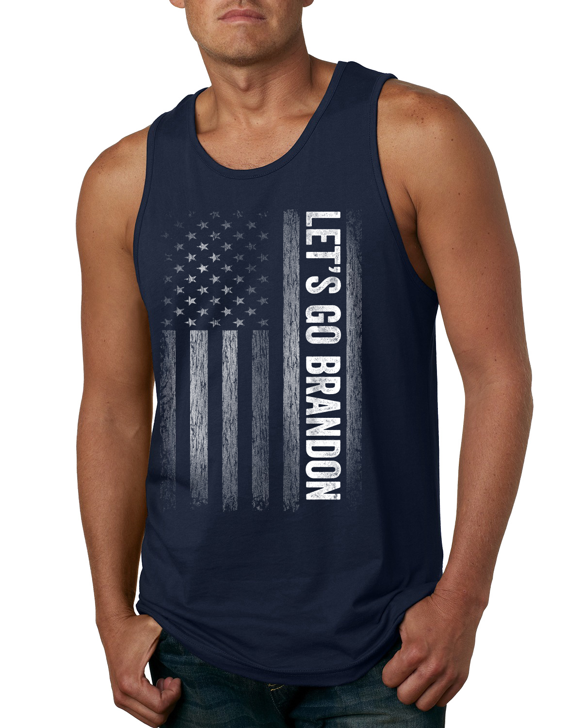 Camiseta sin mangas FJB Lets Go Brandon Joe Biden político Trump 2024 bandera de EE. UU. hombres - Imagen 5 de 5