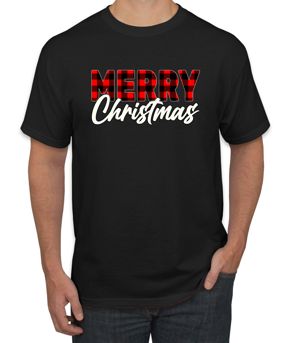 Merry Christmas Buffalo Plaid Christmas Men Graphic Tshirt