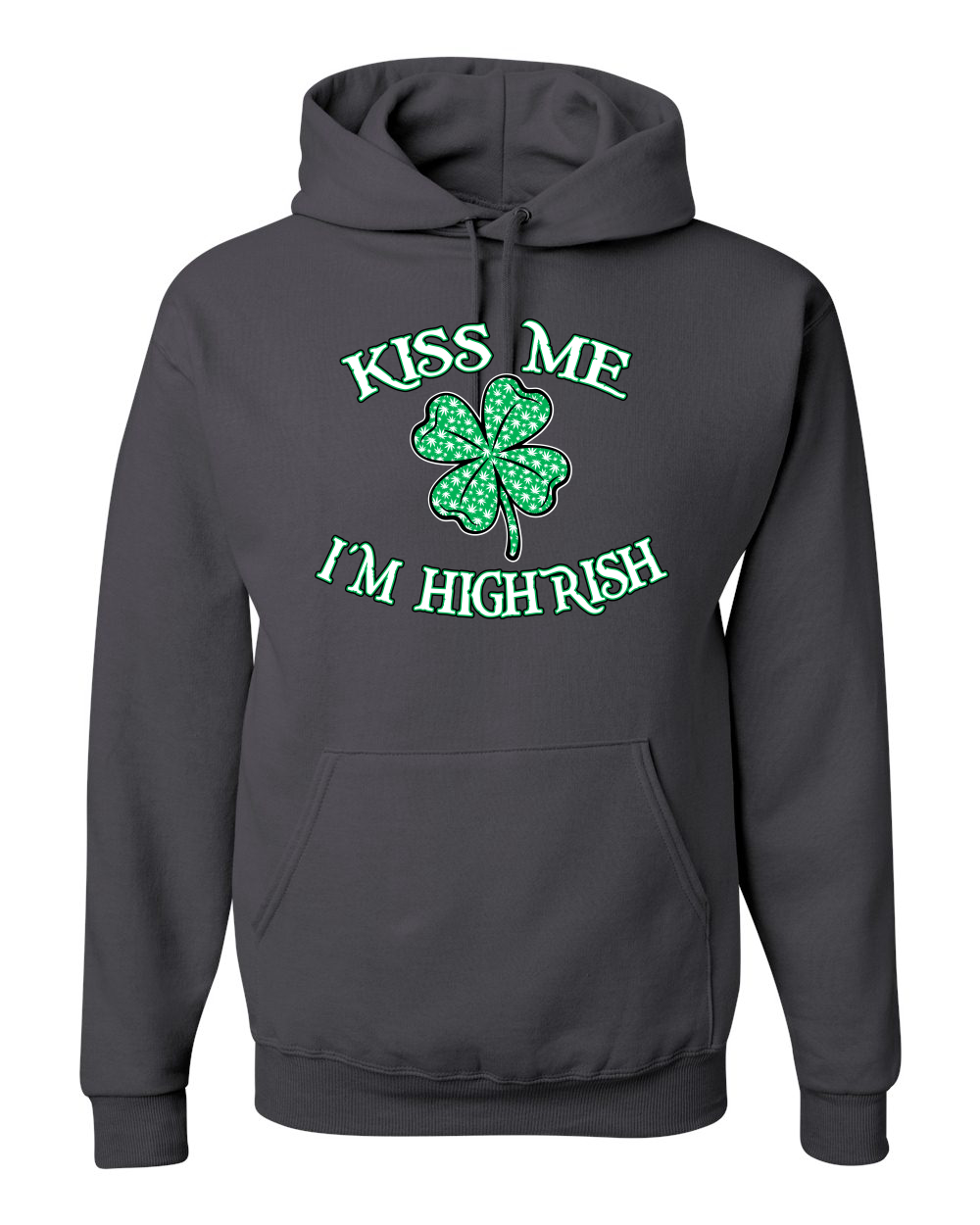 Kiss Me Im Highrish St Patricks Day Clover Hooded Sweater - Picture 4 of 6