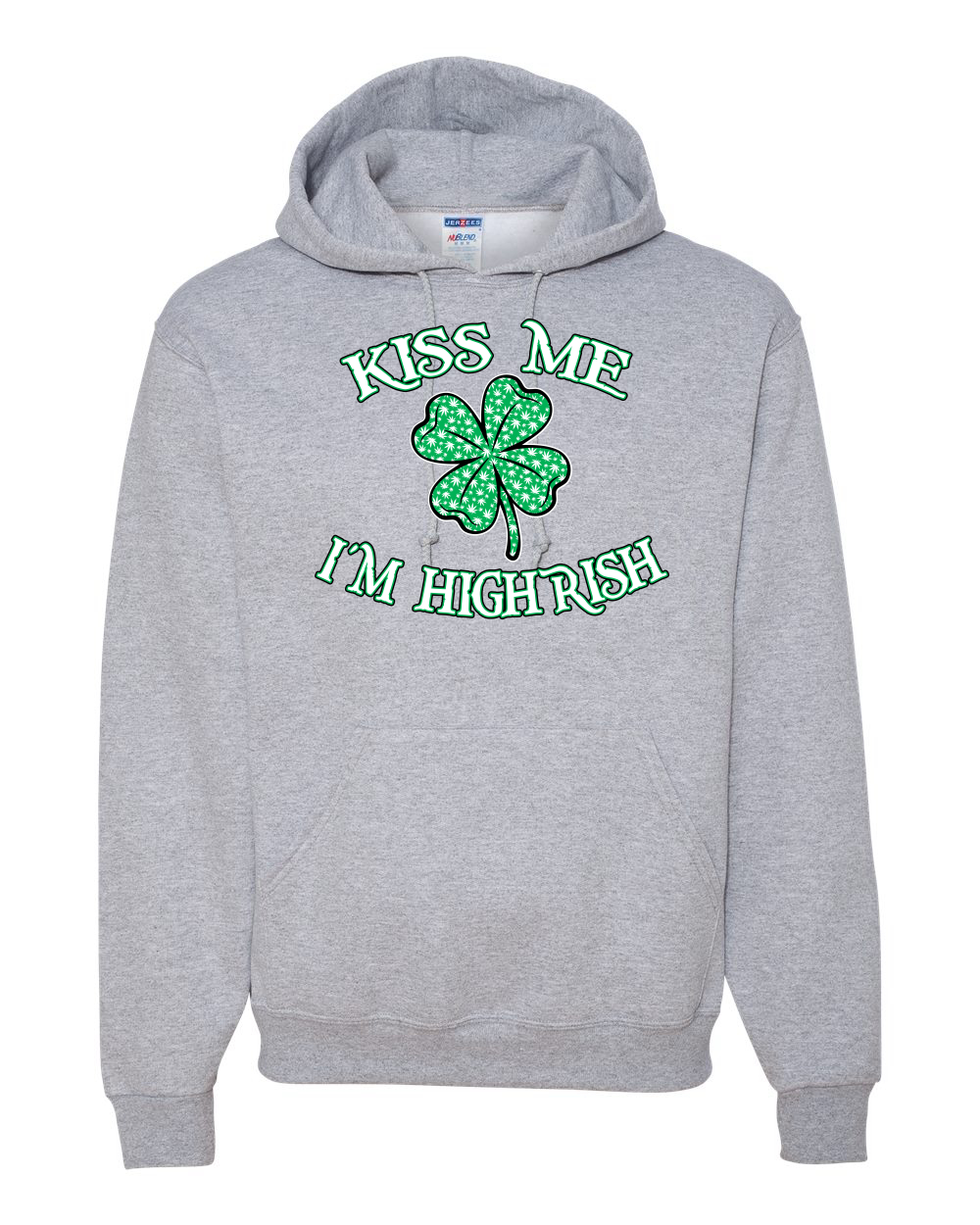 Kiss Me Im Highrish St Patricks Day Clover Hooded Sweater - Picture 5 of 6
