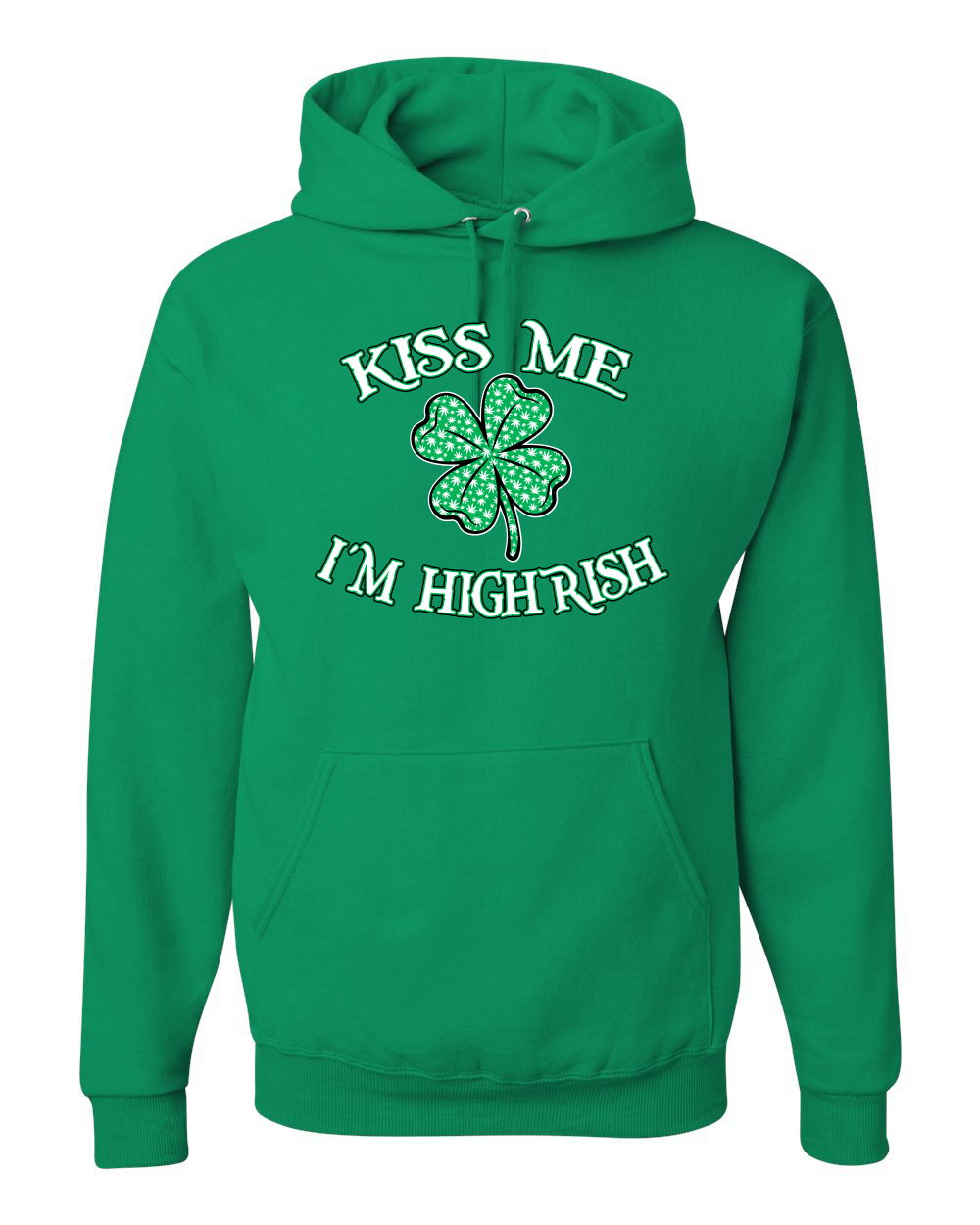 Kiss Me Im Highrish St Patricks Day Clover Hooded Sweater - Picture 6 of 6