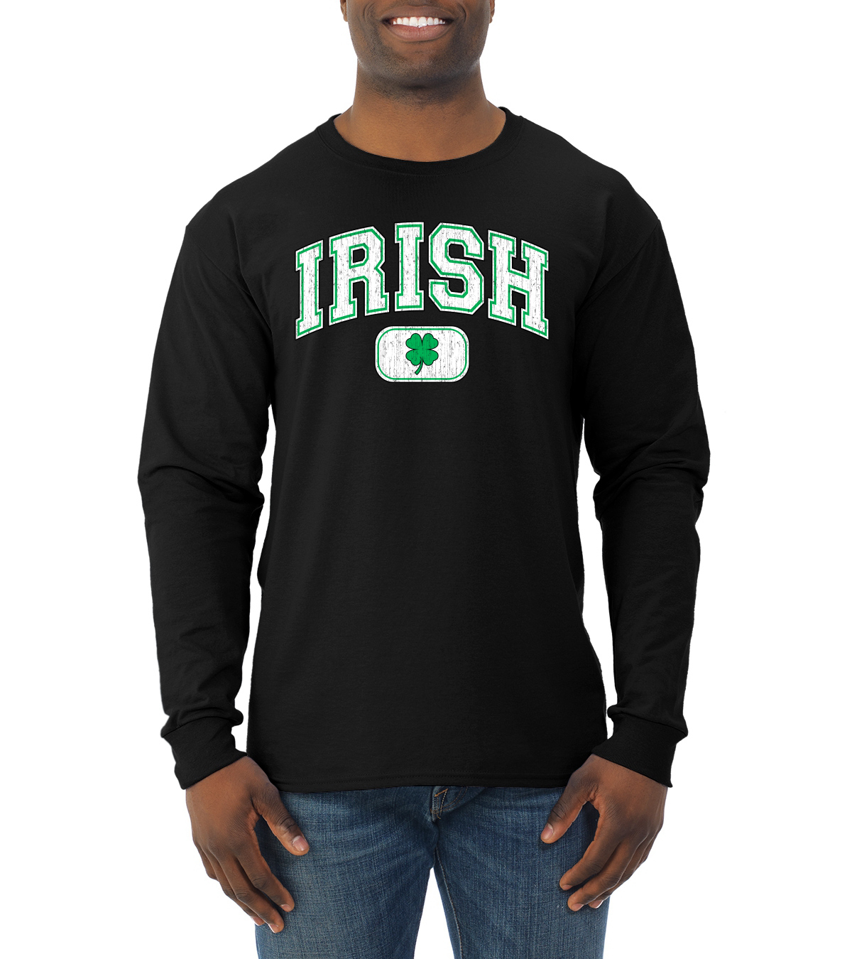 Vintage Irish Shamrock Retro St Patricks Day Men Long Sleeve Shirt - Picture 3 of 6