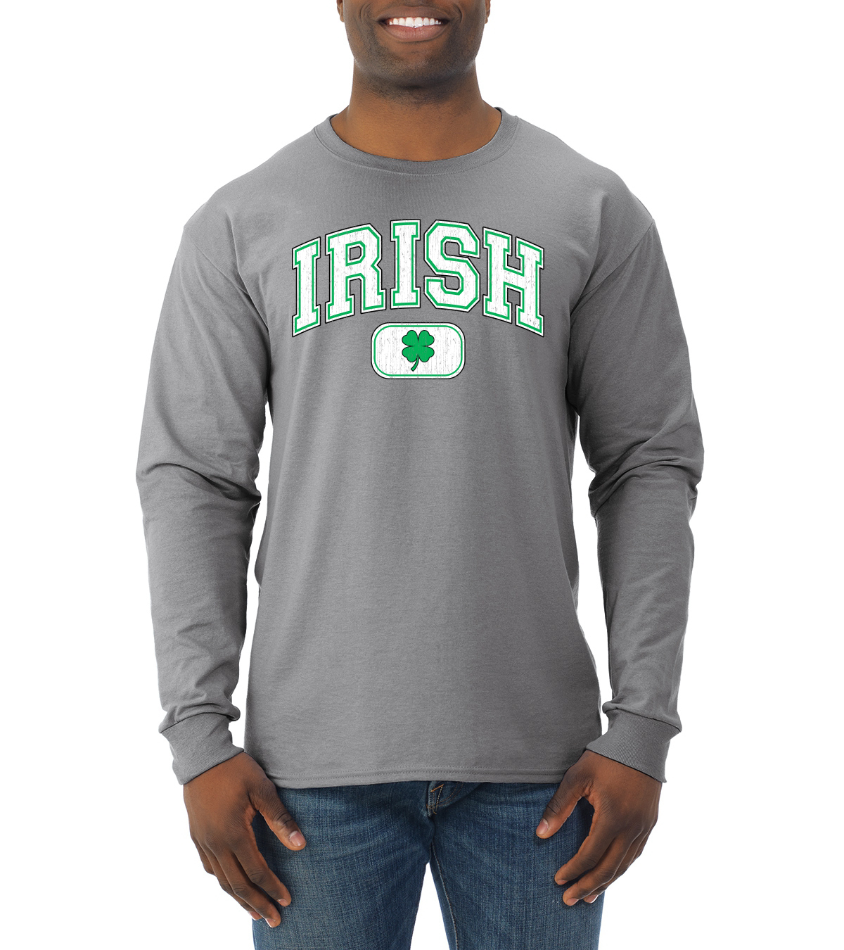 Vintage Irish Shamrock Retro St Patricks Day Men Long Sleeve Shirt - Picture 5 of 6
