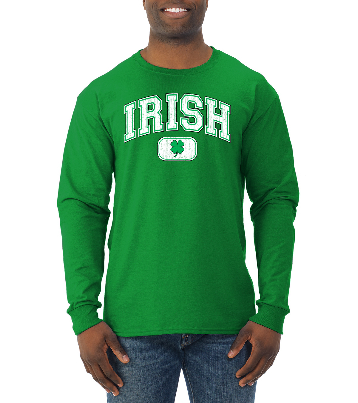 Vintage Irish Shamrock Retro St Patricks Day Men Long Sleeve Shirt - Picture 6 of 6