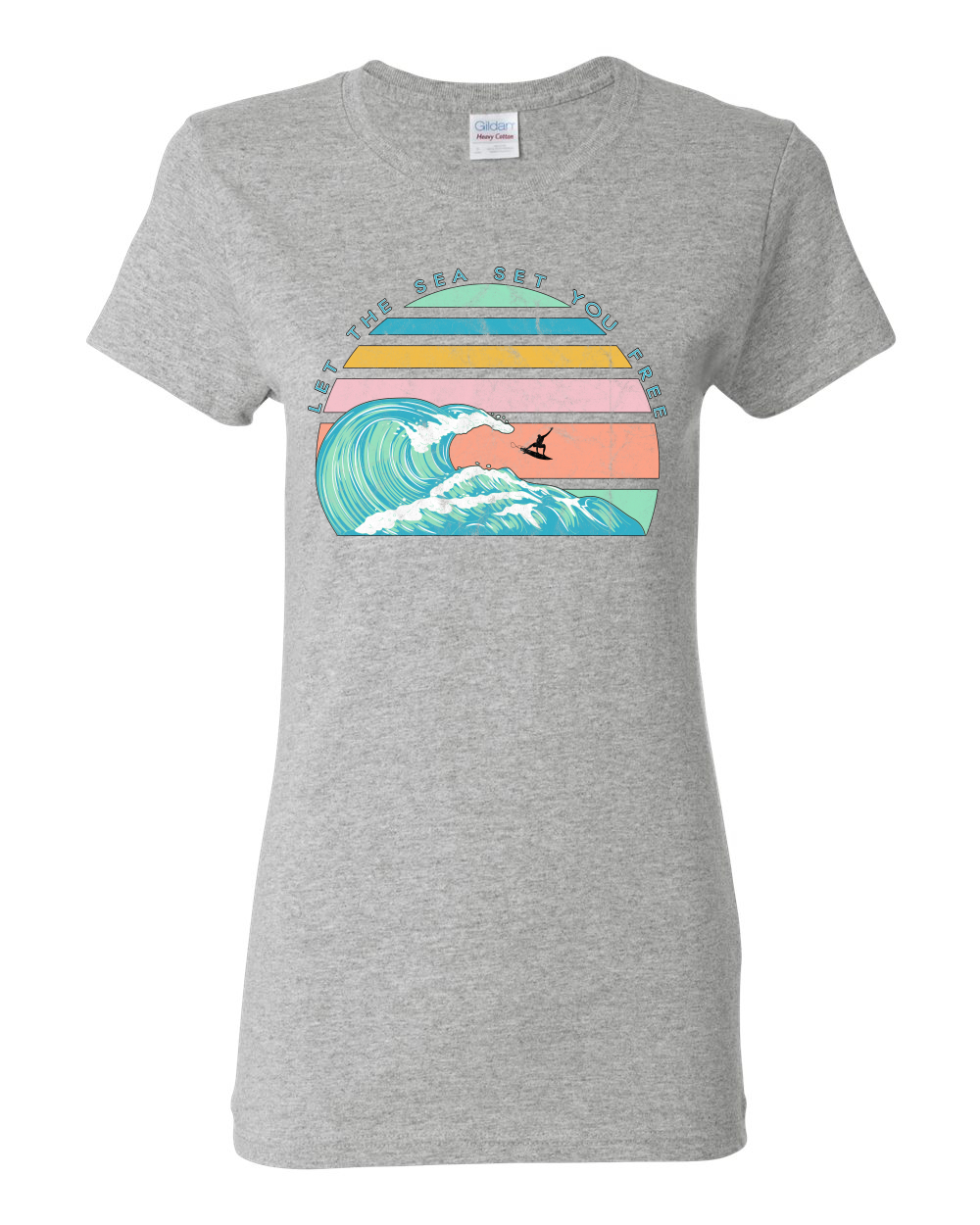 Camiseta gráfica retro Let The Sea Set You libre exterior para mujeres - Imagen 6 de 17